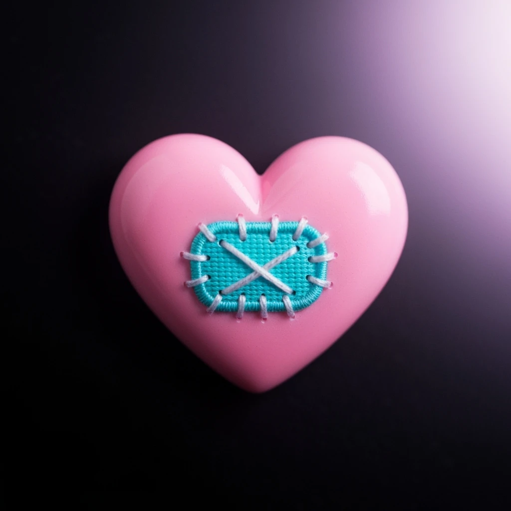 cute emo heart with a stitched patch emoji