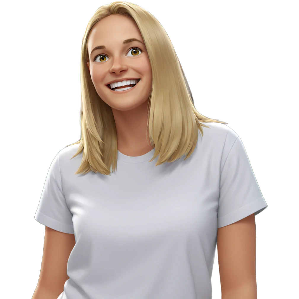 smiling girl in white shirt emoji