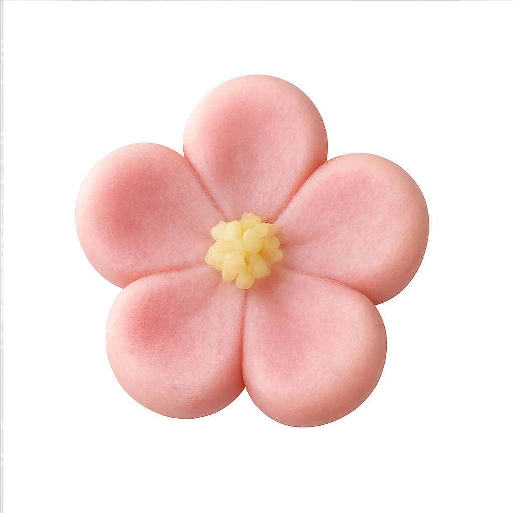 pink flower-shaped confectionery, floating, transparent background, no background or shadows emoji