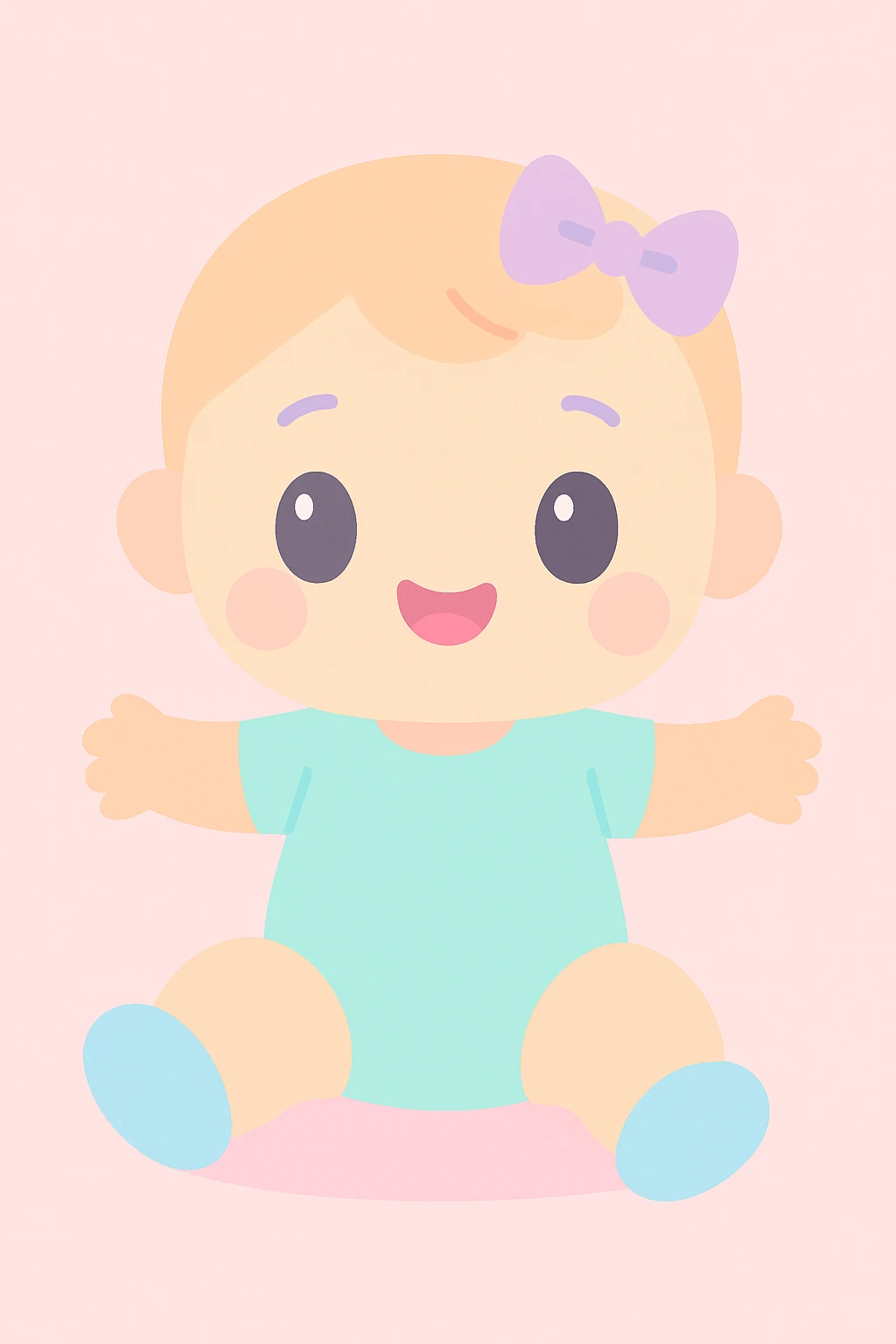 adorable baby girl, pastel colors, smiling emoji
