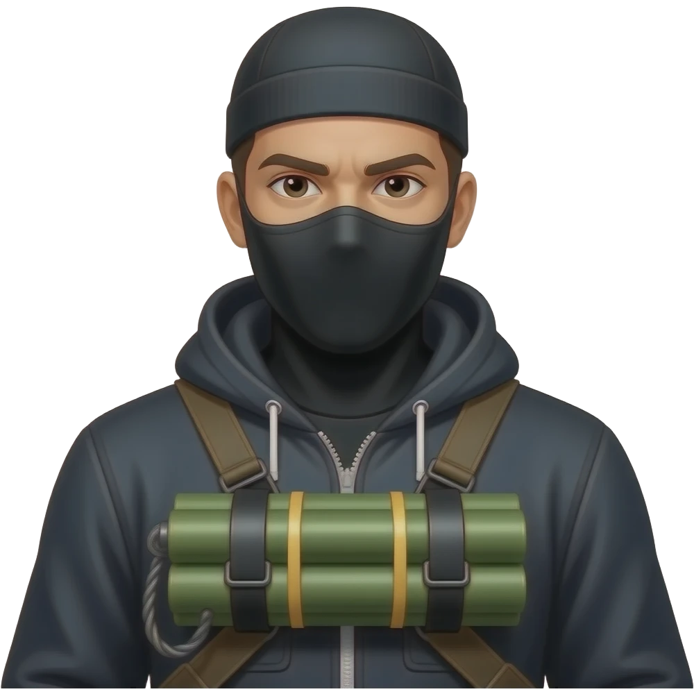 A terrorist with an improvised explosive device strapped to chest emoji