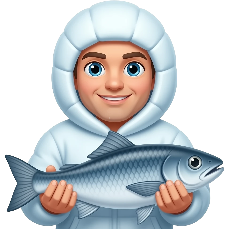 Arctic human holding fish emoji