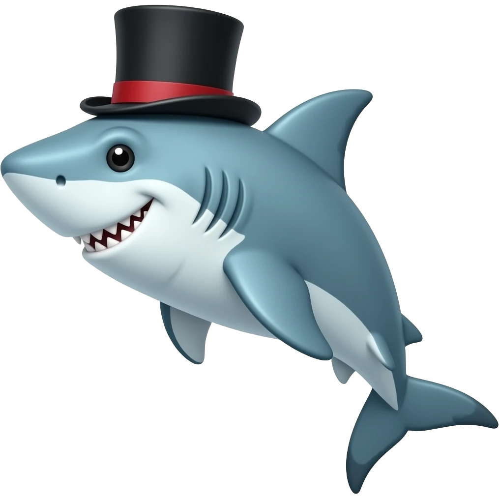 Shark with a top hat emoji