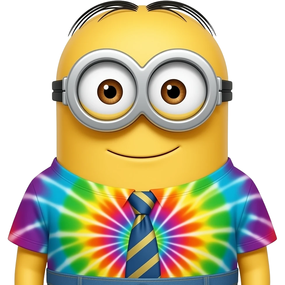 minion with a tie-dyed tee shirt emoji
