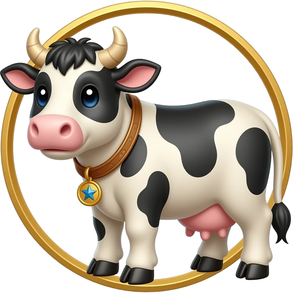 A cute cow Druid, with a golden boarder around it emoji