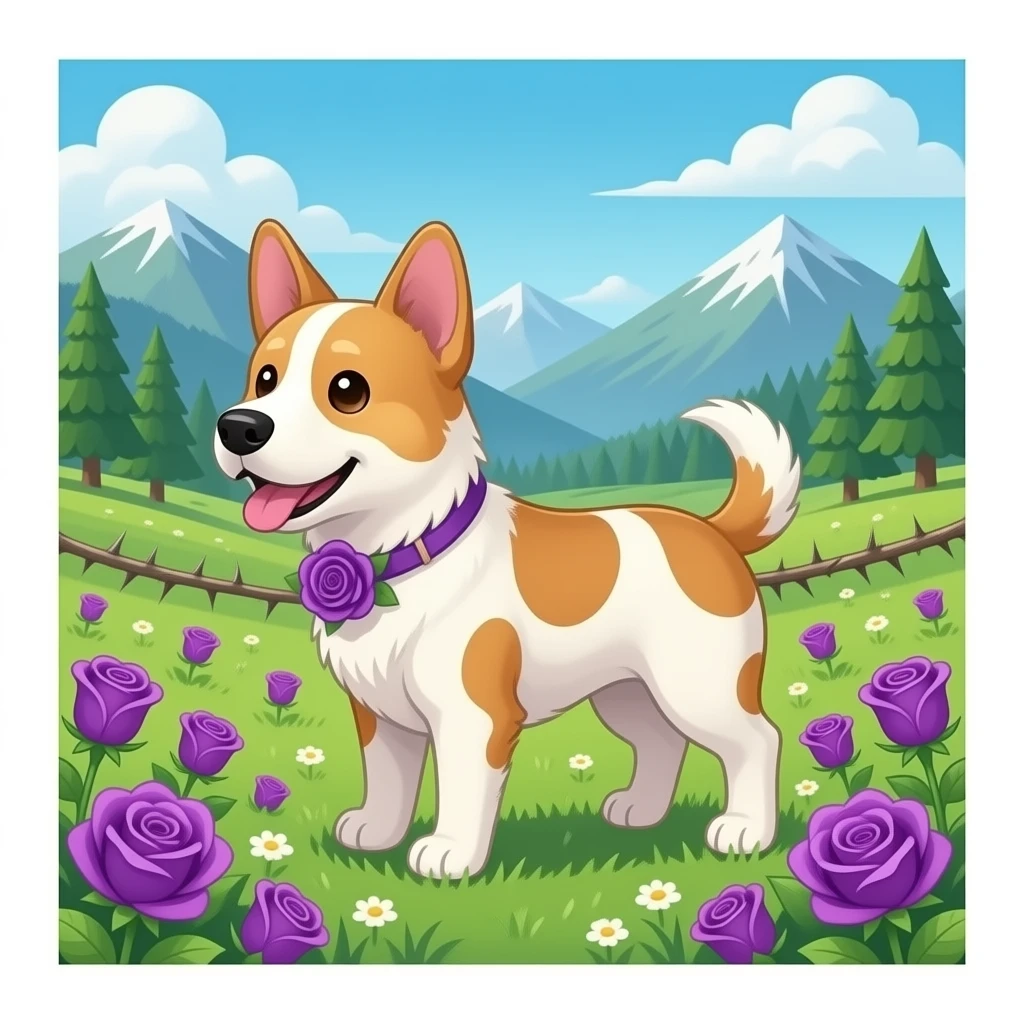 Cute dogs with purple roses and valley of thorns emoji