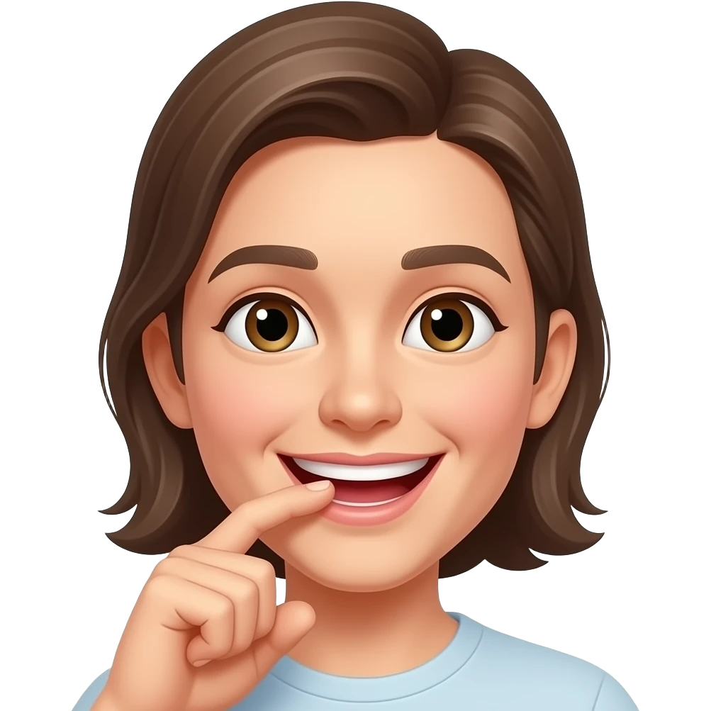 laughing and lightly biting the tip of the index finger emoji emoji