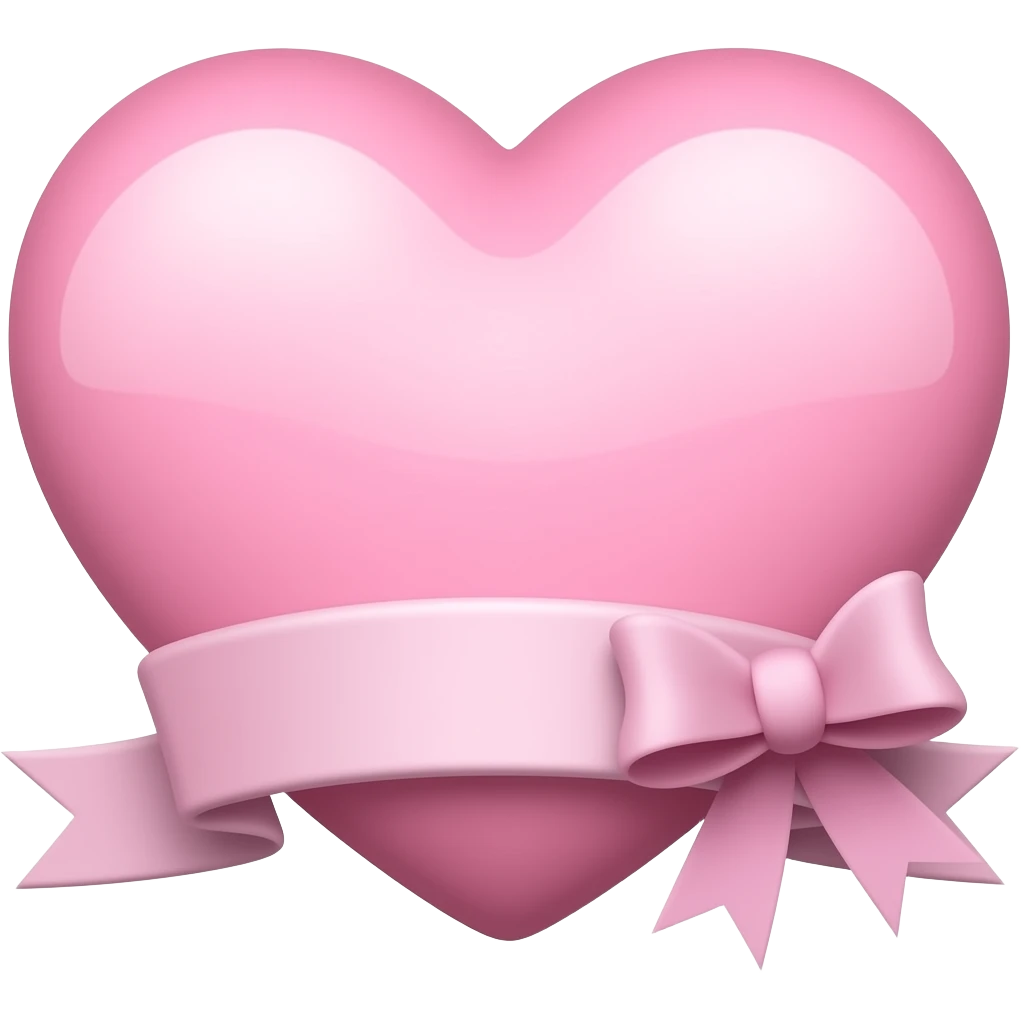 Baby pink heart with a race ribbon bows emoji