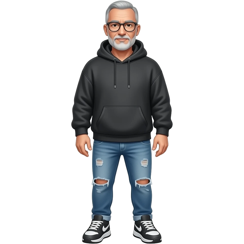 shaved short hair full-length photo of extreme streetwear clean-shaven face cool boy metal-framed glasses ery entellectual man, 65 years old, street wear stubble, shaved short with clippers emoji