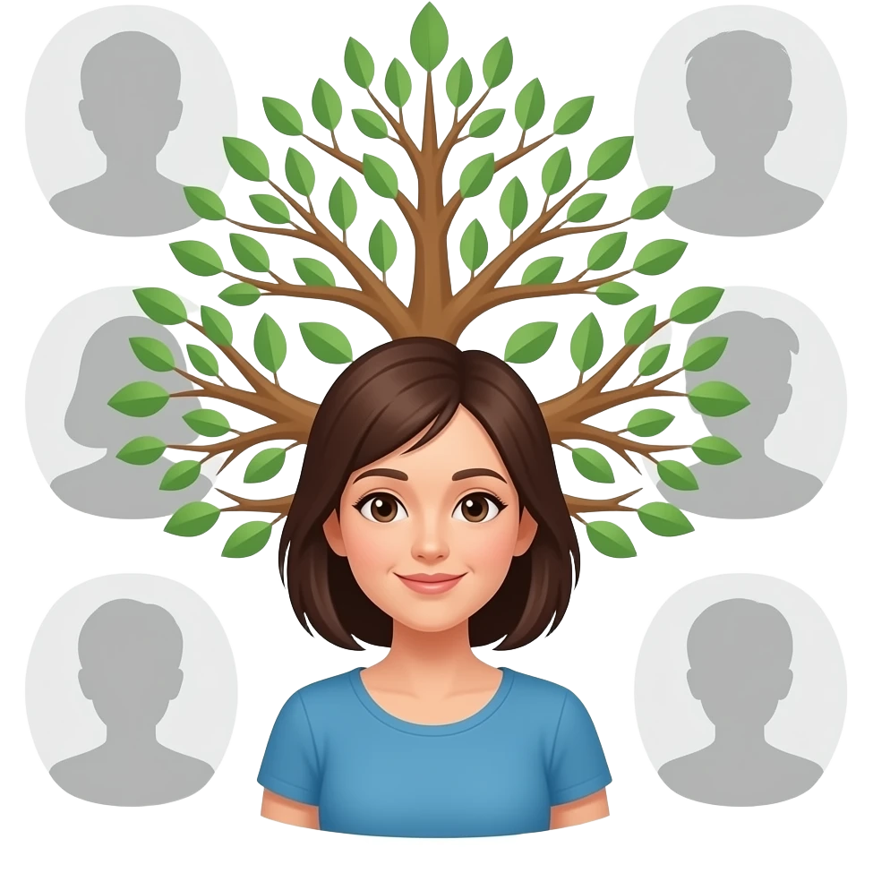 Женщина с  родом за спиной в заде род тени родня emoji