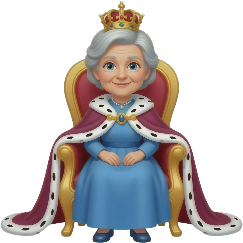 Nonna seduta su una poltrona d’oro con una regina emoji