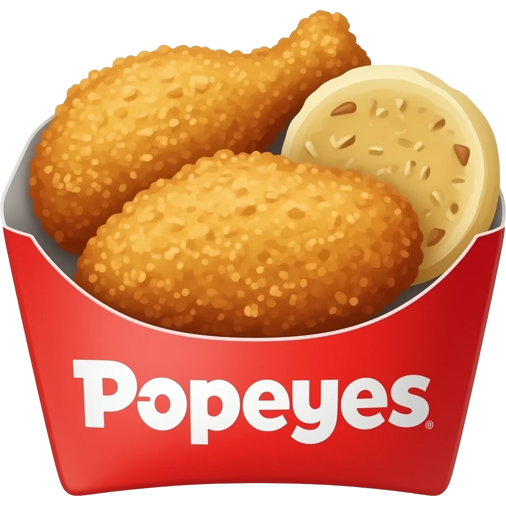 Fried chicken with biscuits in a  Popeyes container emoji