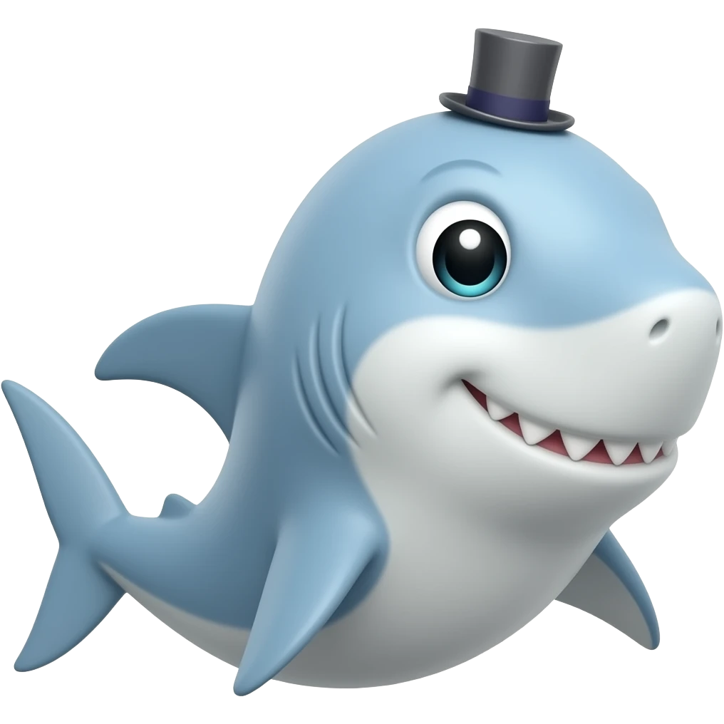 Shark with a top hat emoji