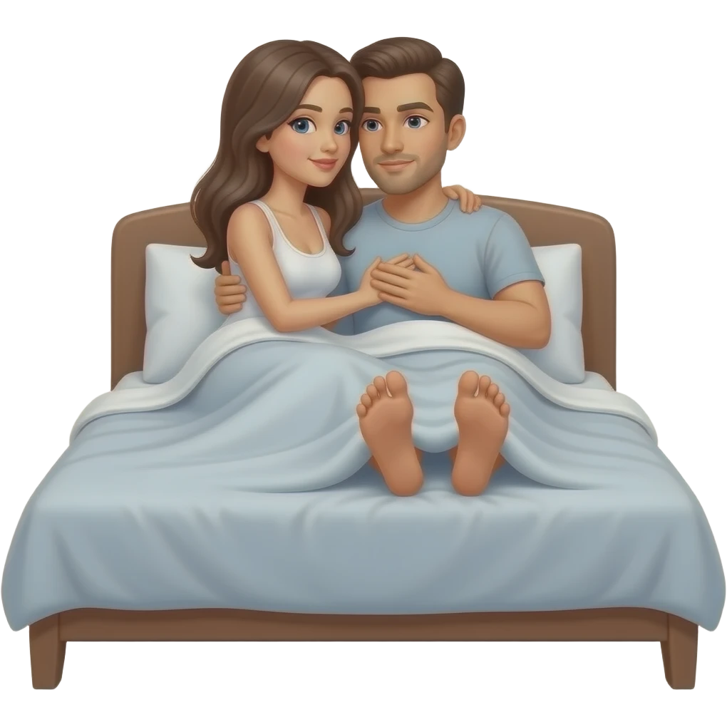 Women on chest of man, man below her. Only feet visible of both showing woman is on top man. . Showing couple intimate moments on bed. emoji