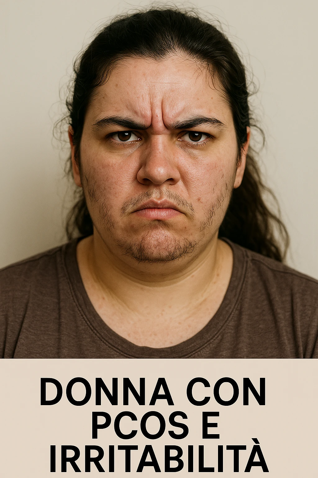Donna con pcos e irritabilità come sindrome evidente immagine realistiche in italiano emoji