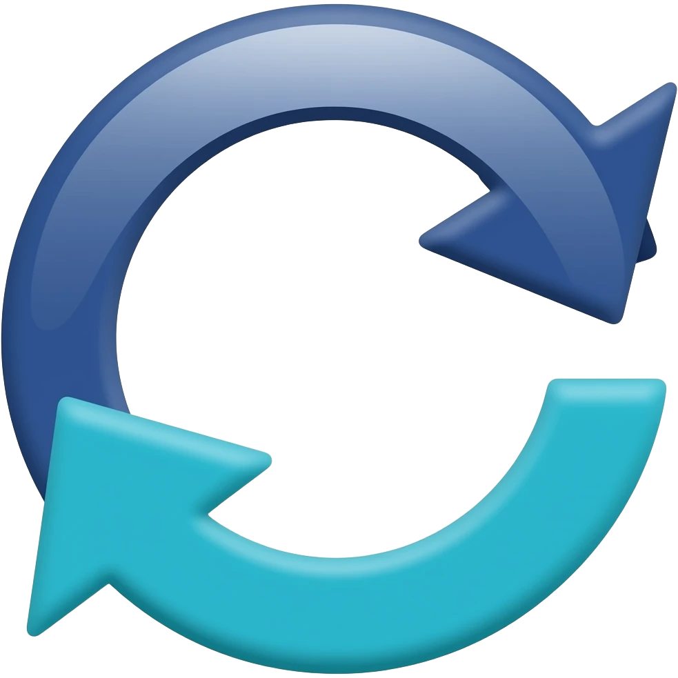 Two Circular Arrows, common colors +  deep blue, sea turquoise emoji