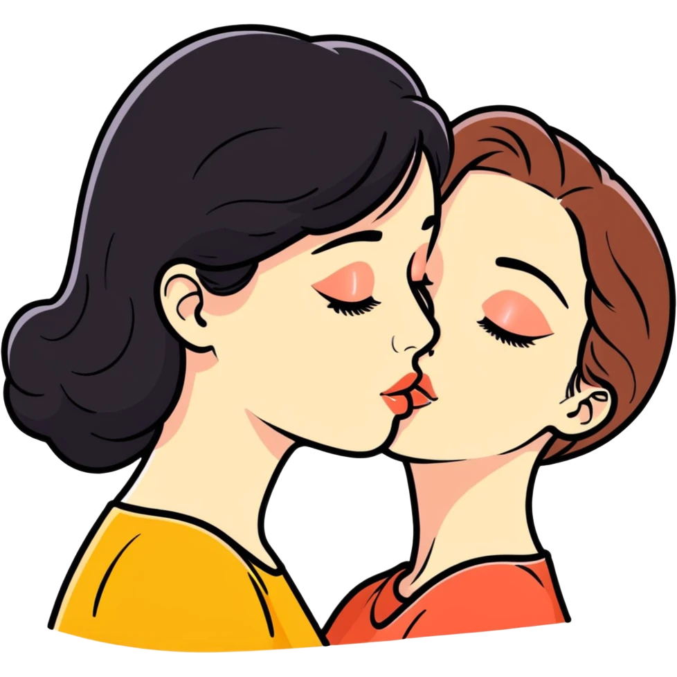 Girl big kiss emoji