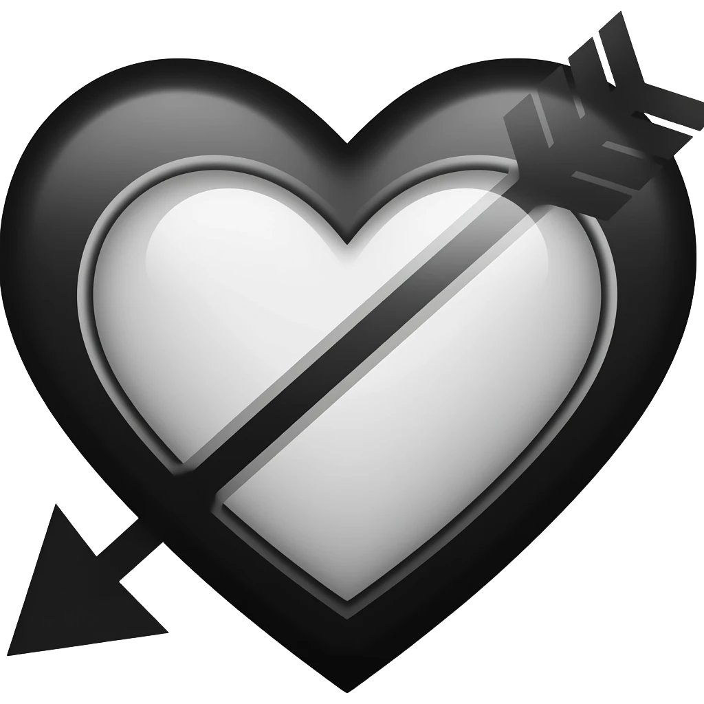 Silueta corazón flechado , pero la subiera en negro y lo de dentro del corazón es trasparente emoji