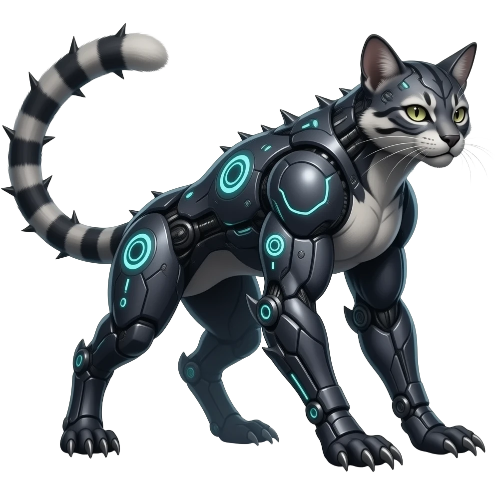 Rare warm-colored exotic edgy epic aesthetic gloomy spooky dark modern colorful cyber-Genet-Trico-Civet-species-Fakemon-hybrid-creature, with beautiful intricate markings, full body emoji