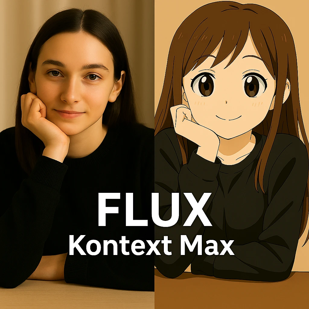 same similar image but chnage the text to "Flux Kontext Max" emoji