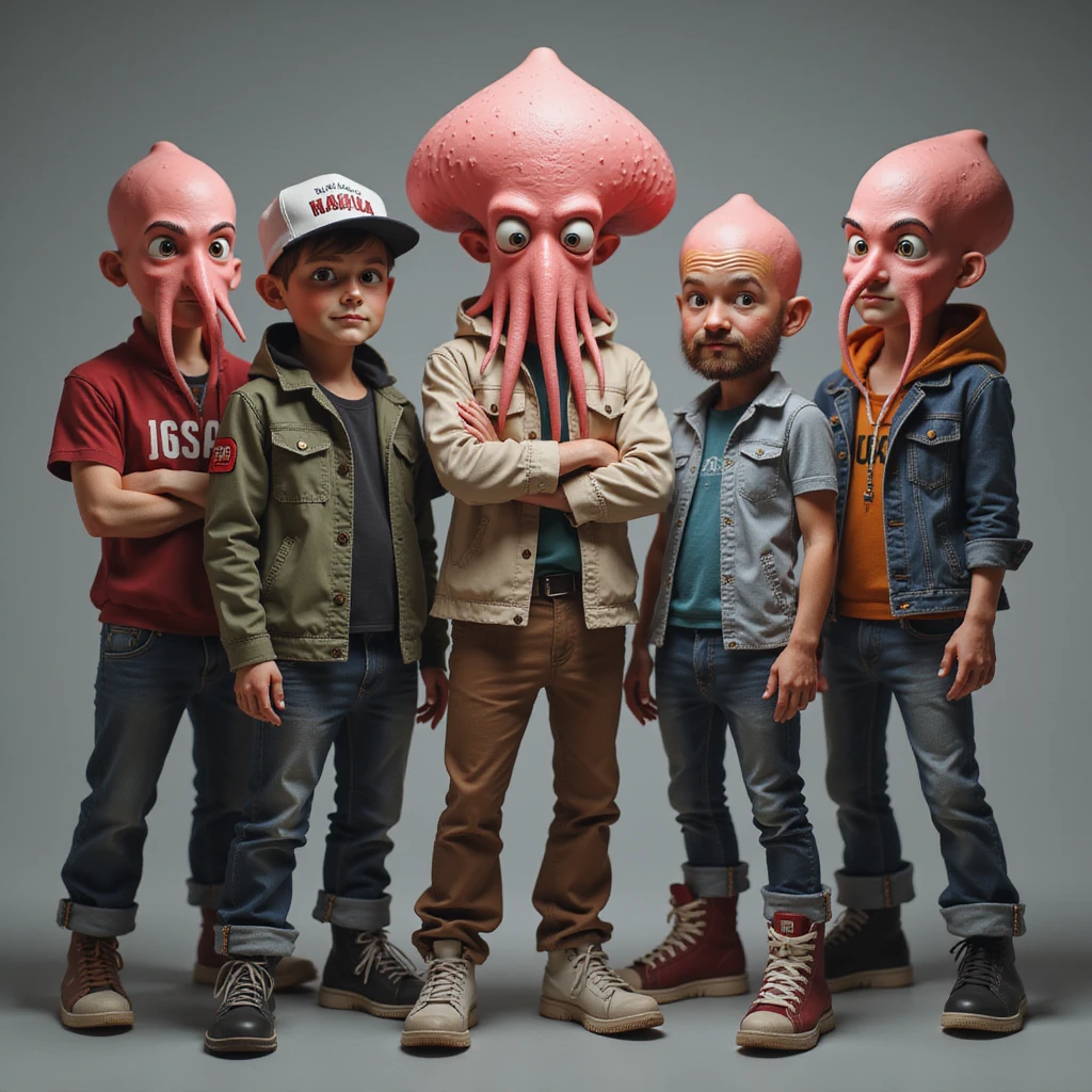 realistic Squid Game main cast group portrait, photorealistic style emoji