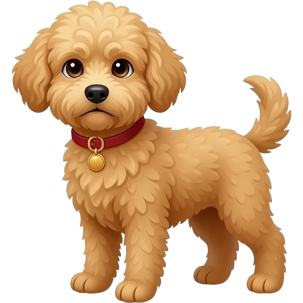 adult goldendoodle dog tan, with judgemental eyes emoji