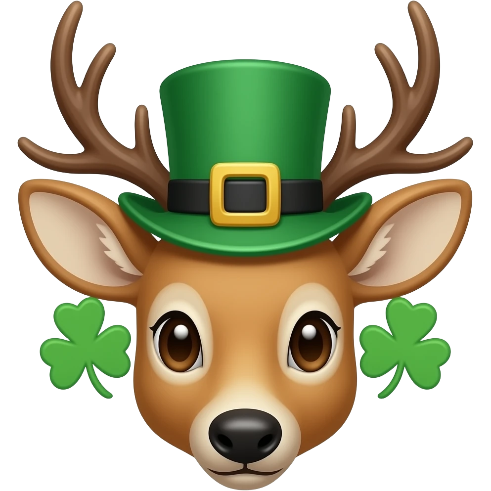 Deer Head dressed for St Patrick’s day emoji