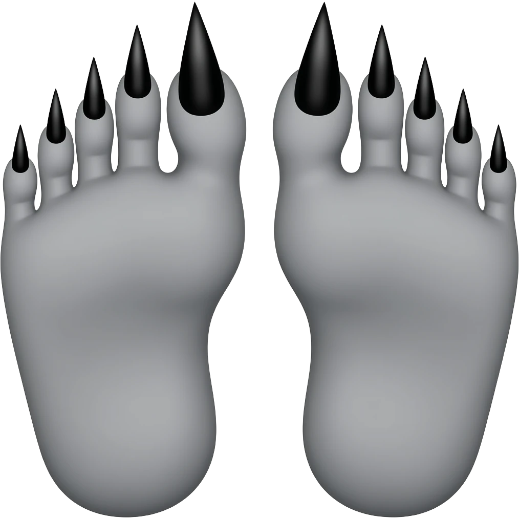 Gray feet with long black toenails emoji