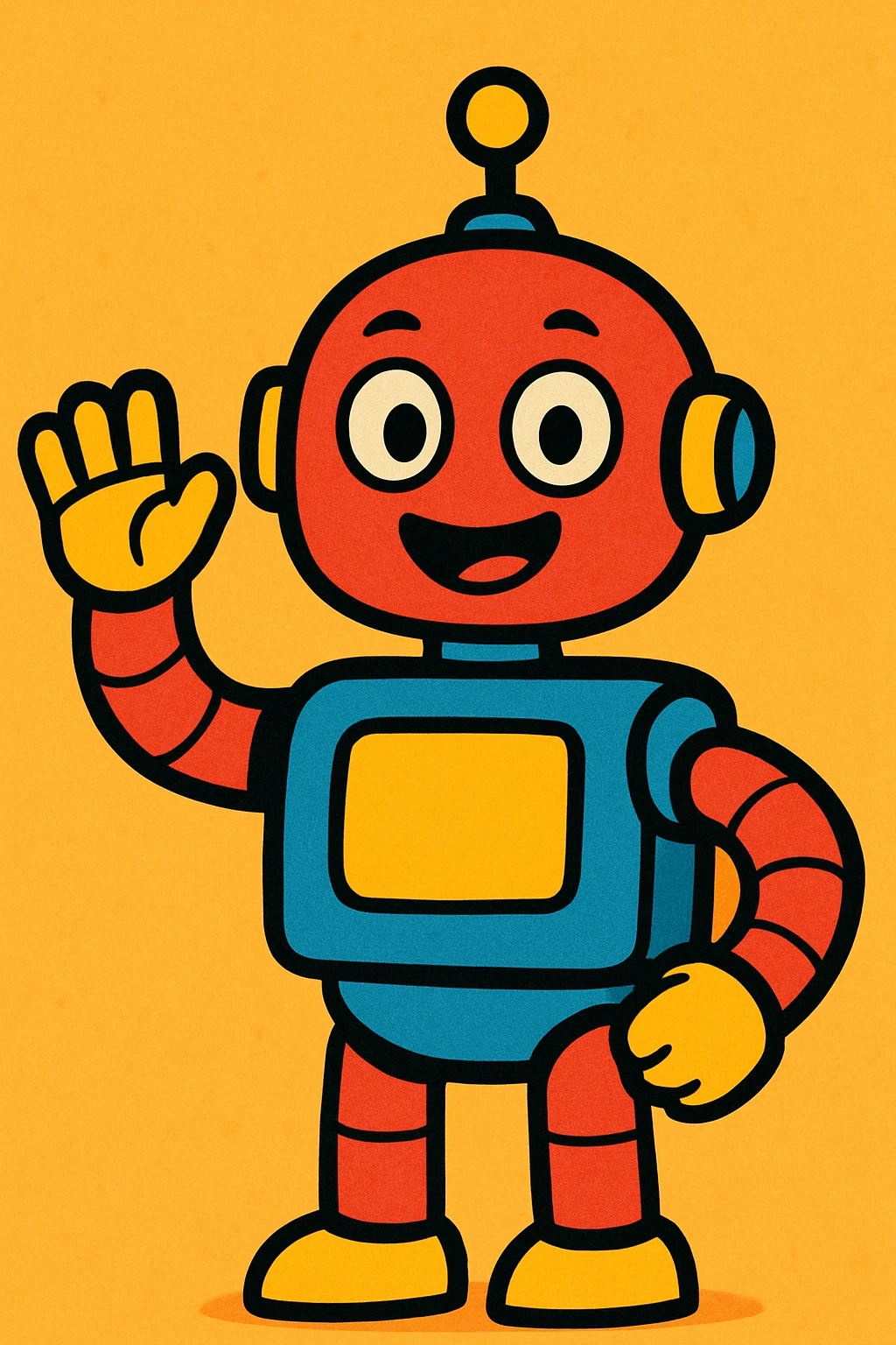 cartoon robot waving, vibrant toon style emoji