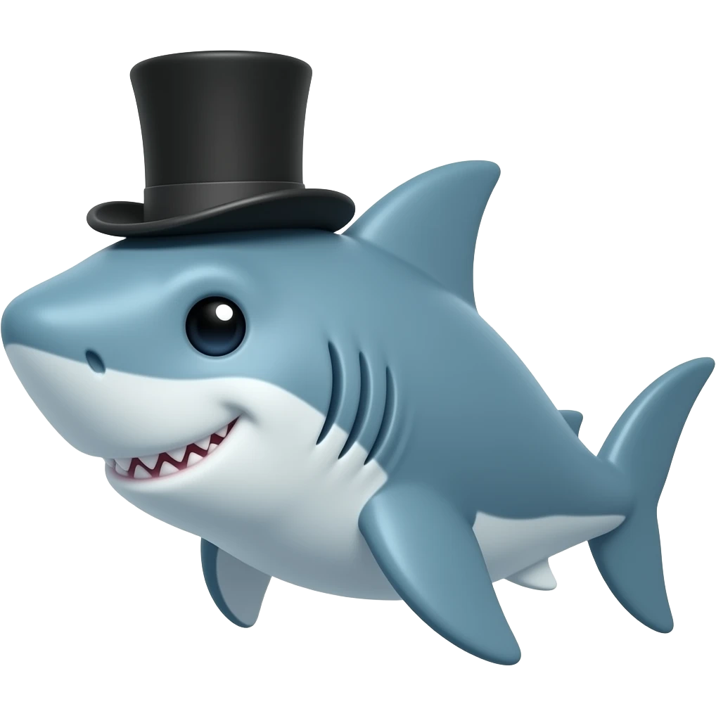 Shark with a top hat emoji