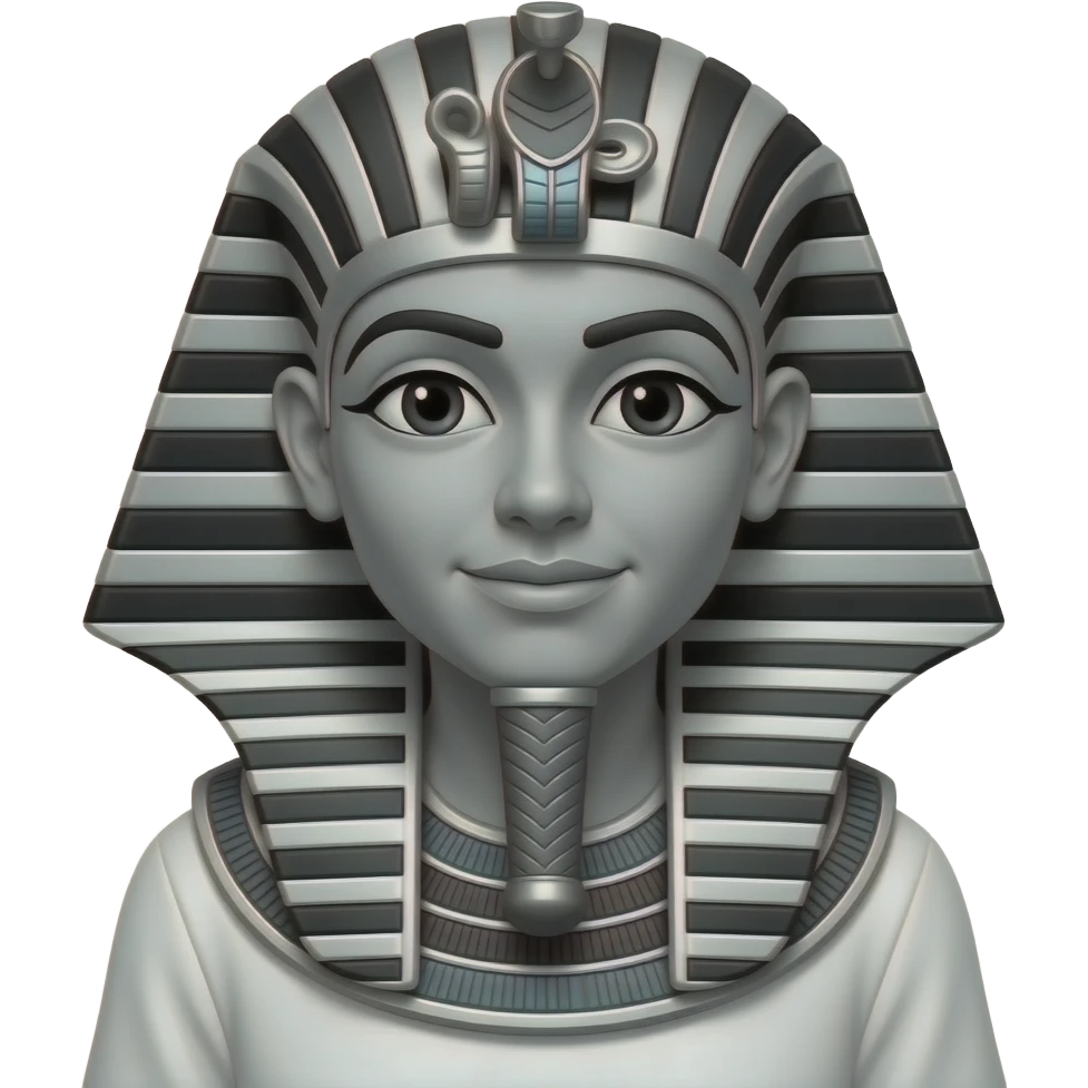 black and white drawing of Egyptian.  Dressed like this, nut not cartoon like emoji