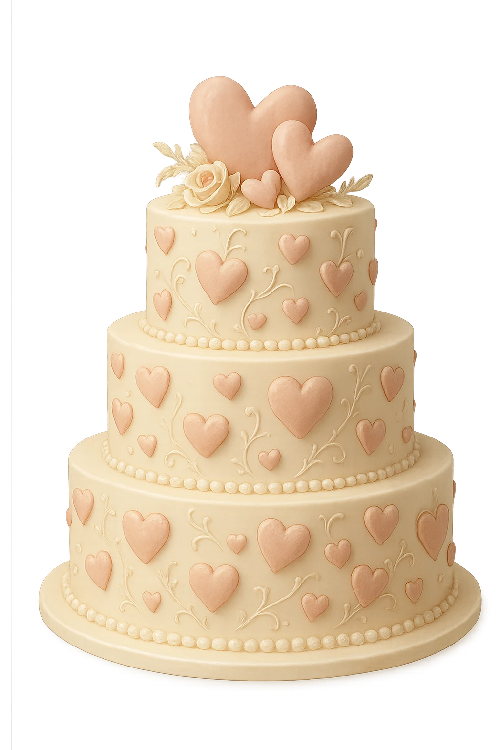 wedding cake with hearts emoji
