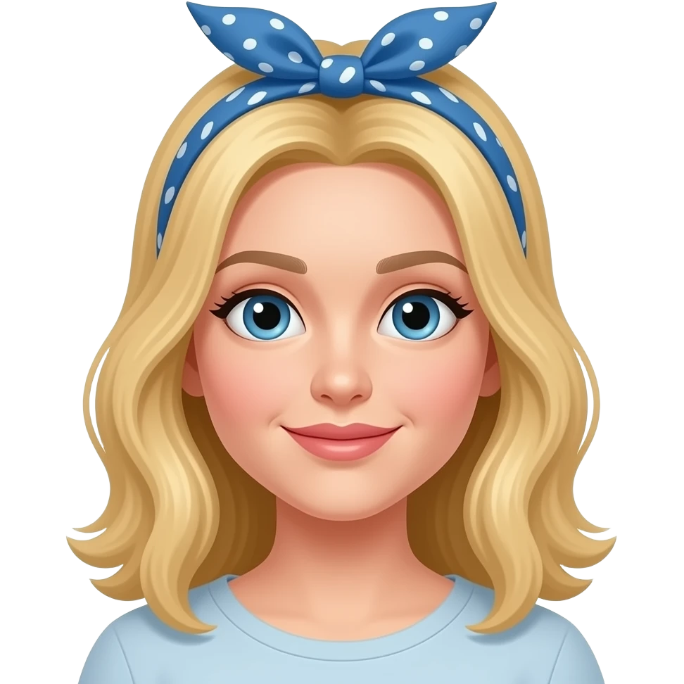 White woman with blonde hair and a blue bandana emoji