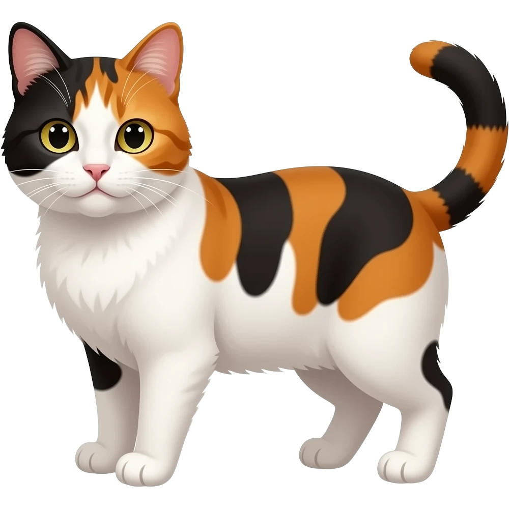 calico cat 10% black 20% orange 70% white emoji