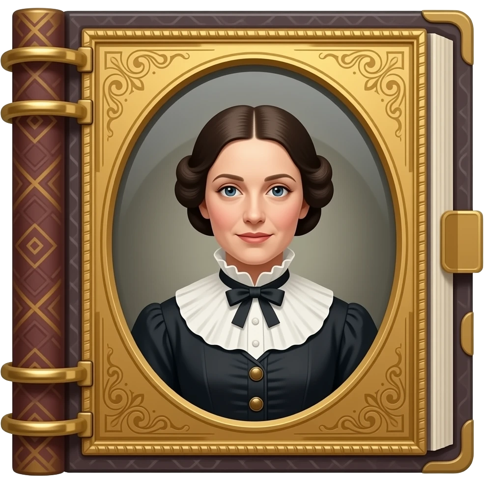 photo album with vintage woman portrait victorian daguerréotypie photos emoji