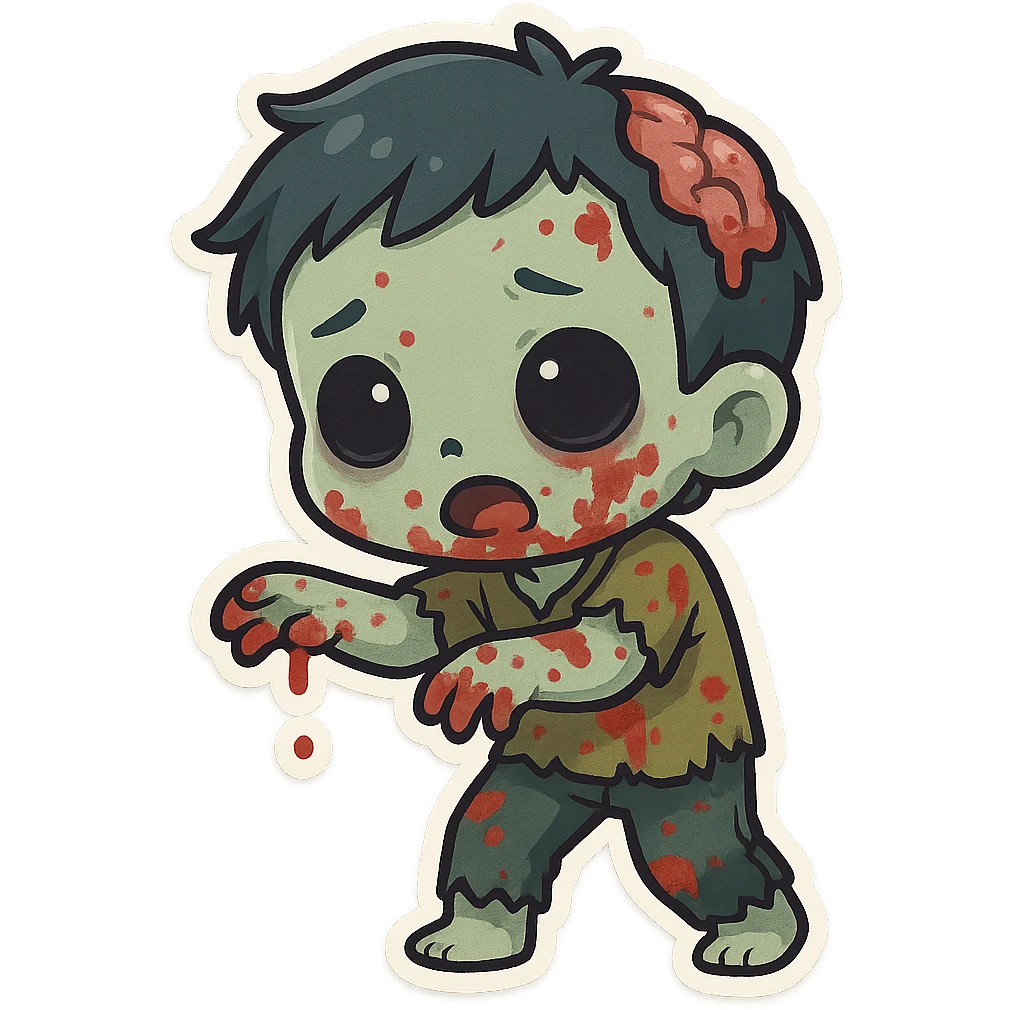 zombie covered in blood, cartoon style emoji