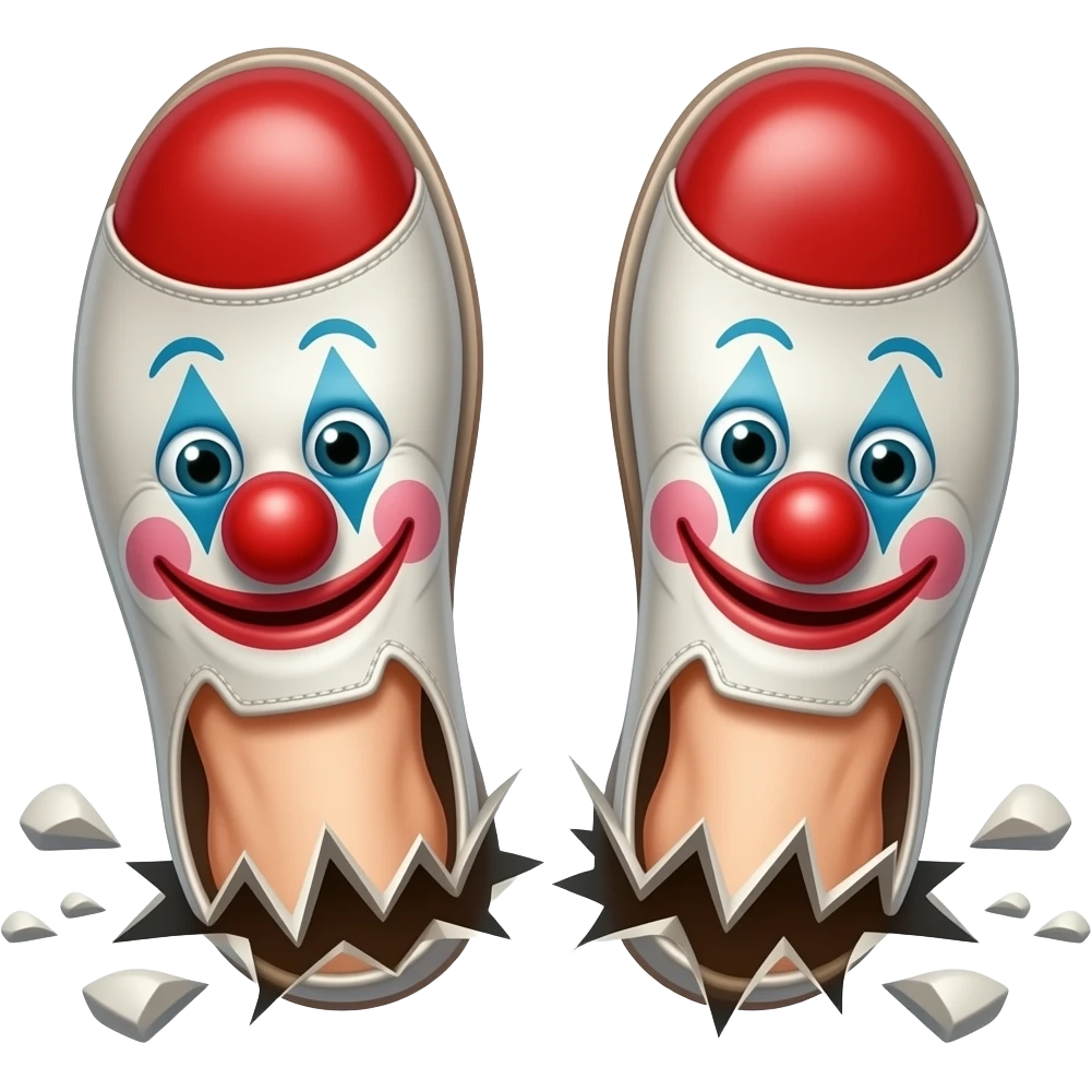 Feet ripping of clown shoes emoji