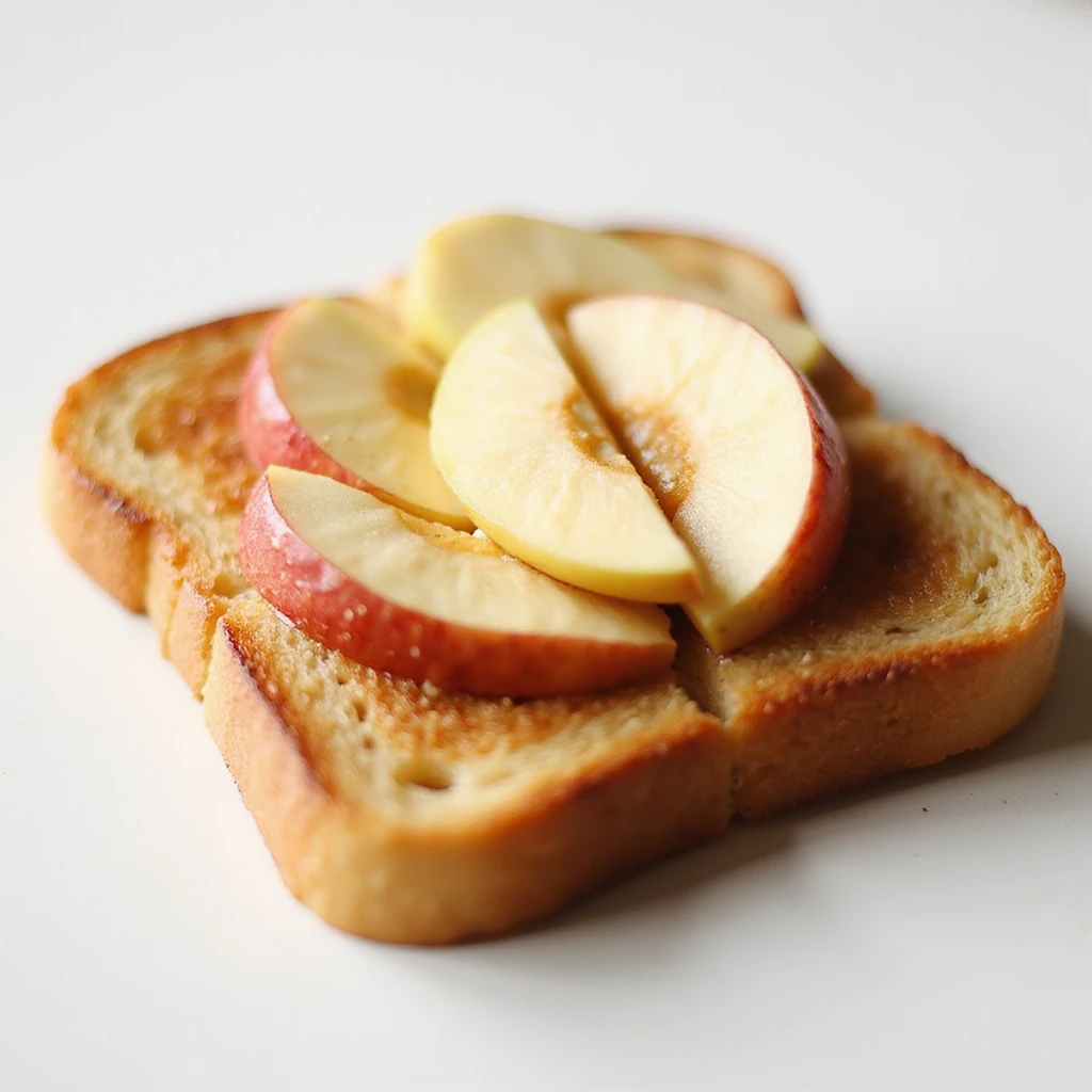 a slice of toast with apple slices on top, realistic style emoji