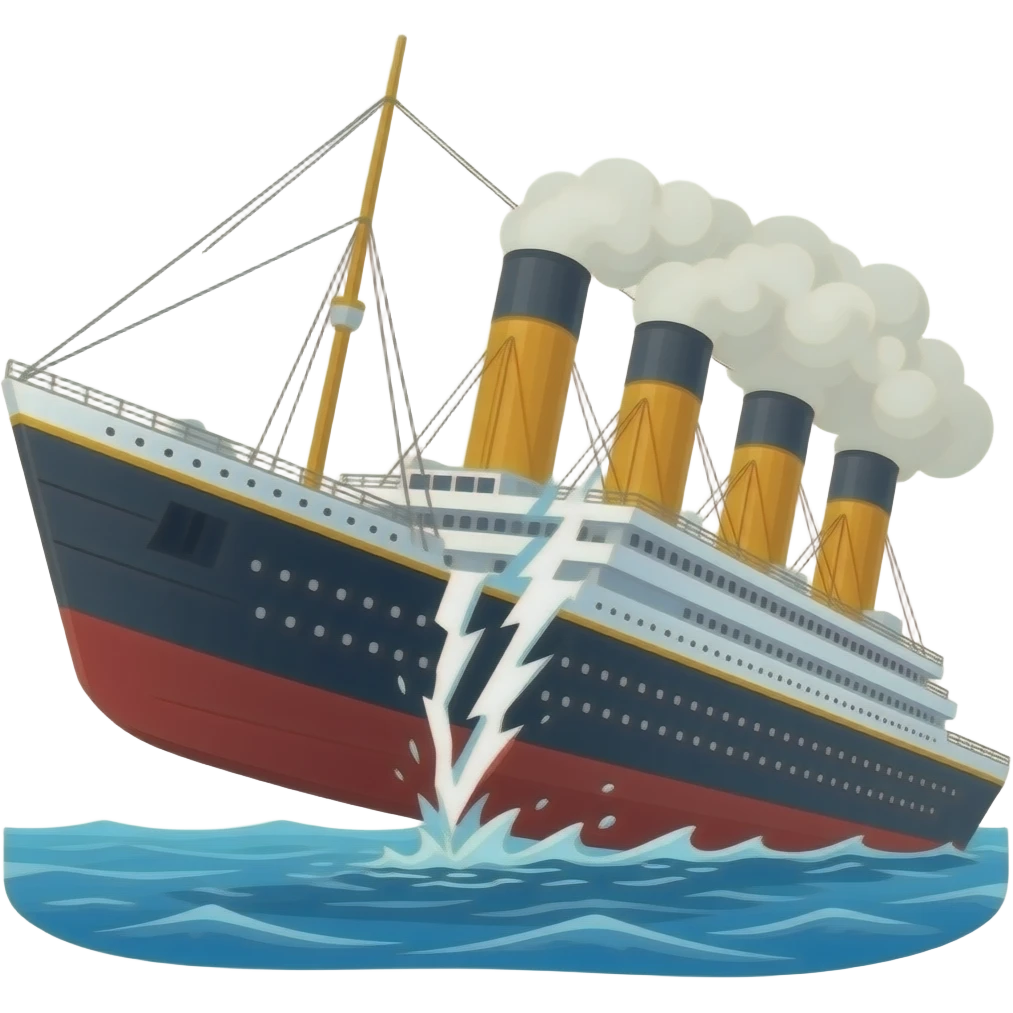 Titanic split apart in the sea emoji