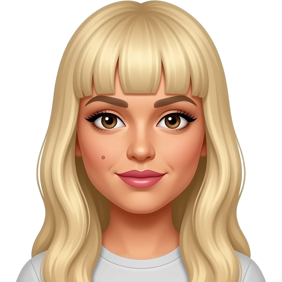 Vice Ganda an artist with long long blonde hair with bangs, and one mole on the upper left of her top lips, with girly makeup emoji