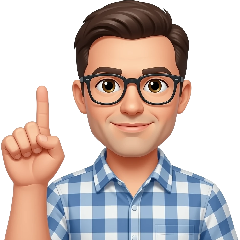 man mogged with his finger no glass short hair emoji