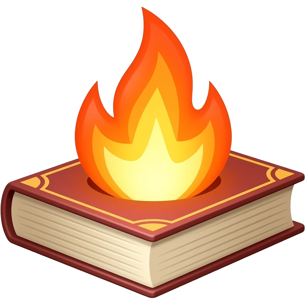fire escaping a cook book emoji