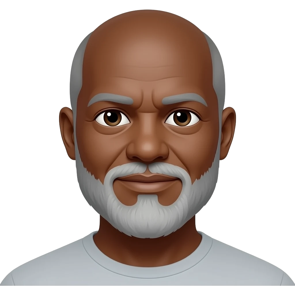 55 year old black male with grey bearded and bald headed emoji