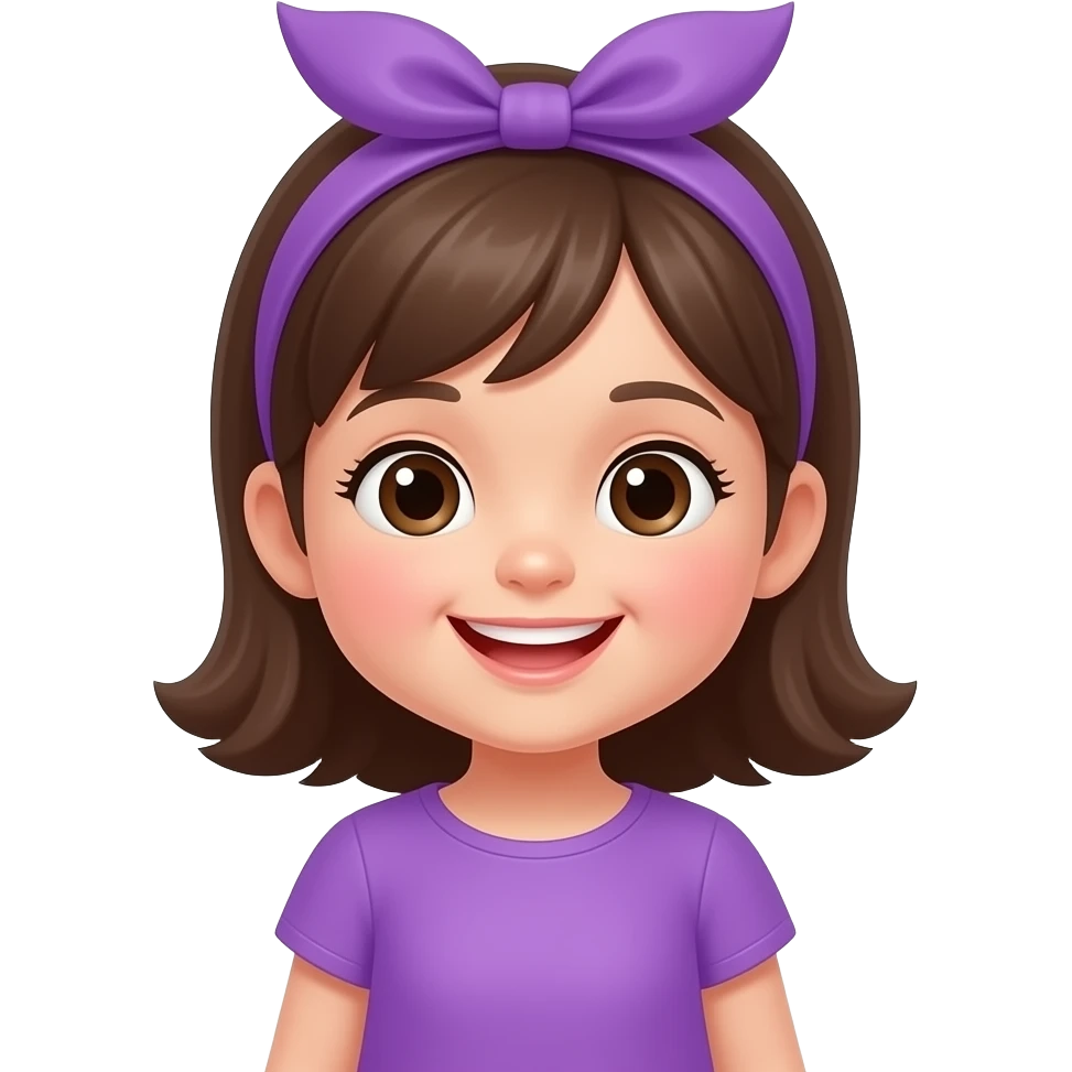 Small cute girl In purple dress with purple scarf on her head emoji