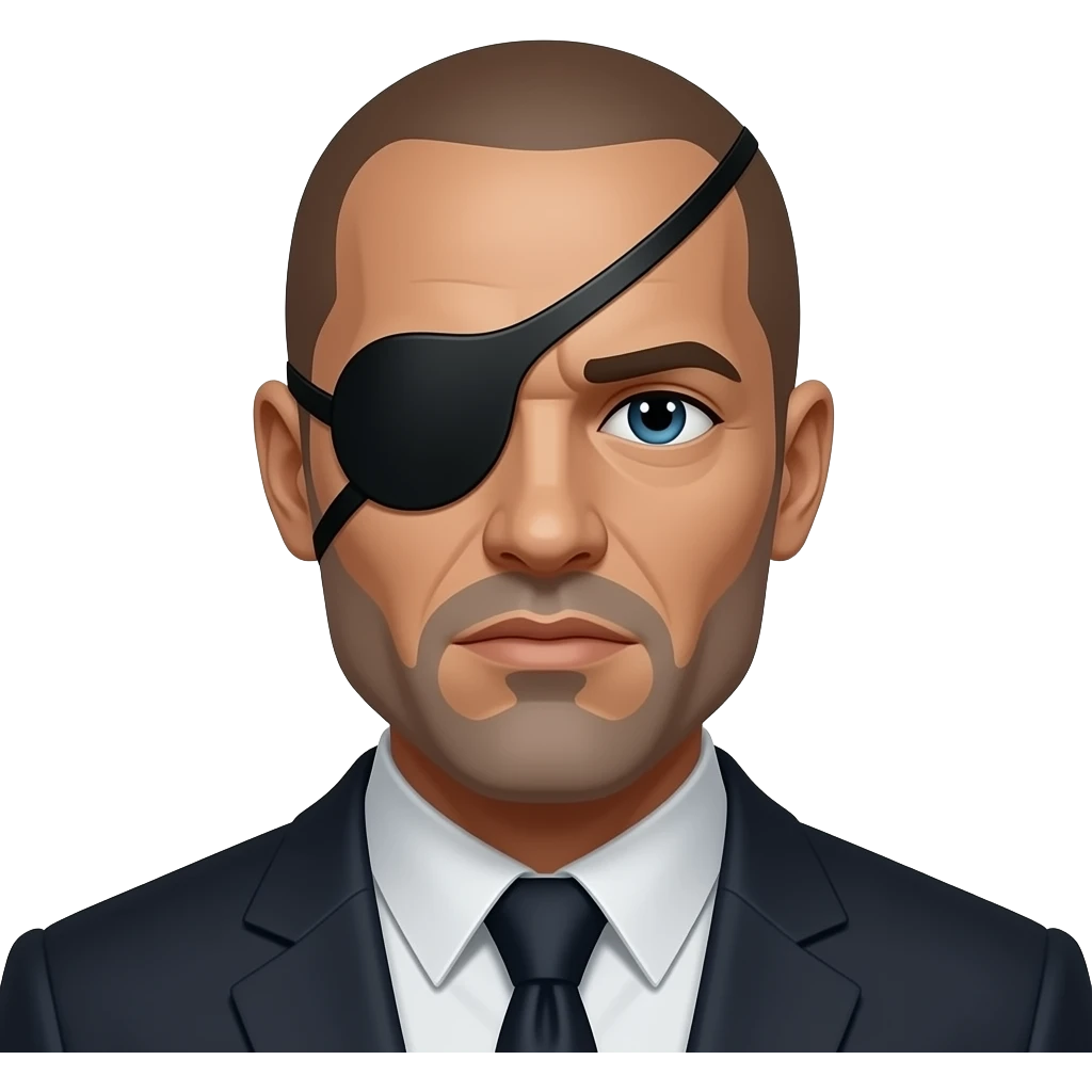 Nick Fury Marvel black eye patch one eye only head emoji