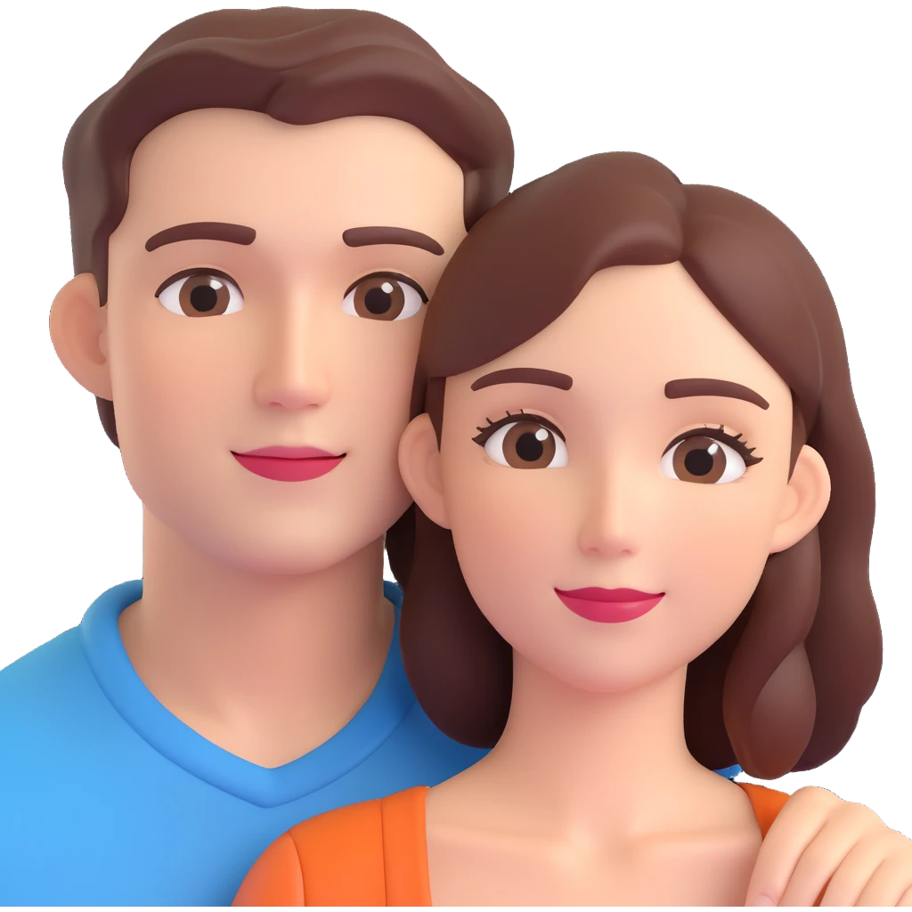 couple posing, close up pose, living room background emoji