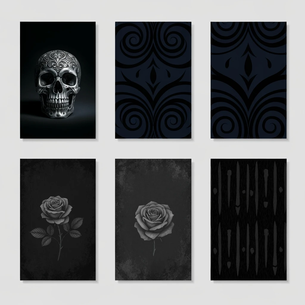 goth banner, no text, no background, minimal, expressive, variation 4 emoji