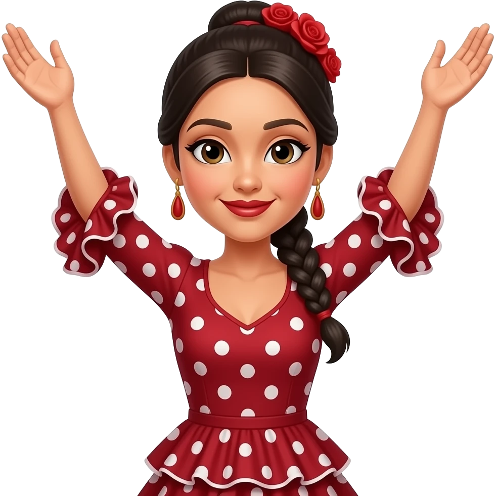 Flamenca bailando con las manos arriba emoji