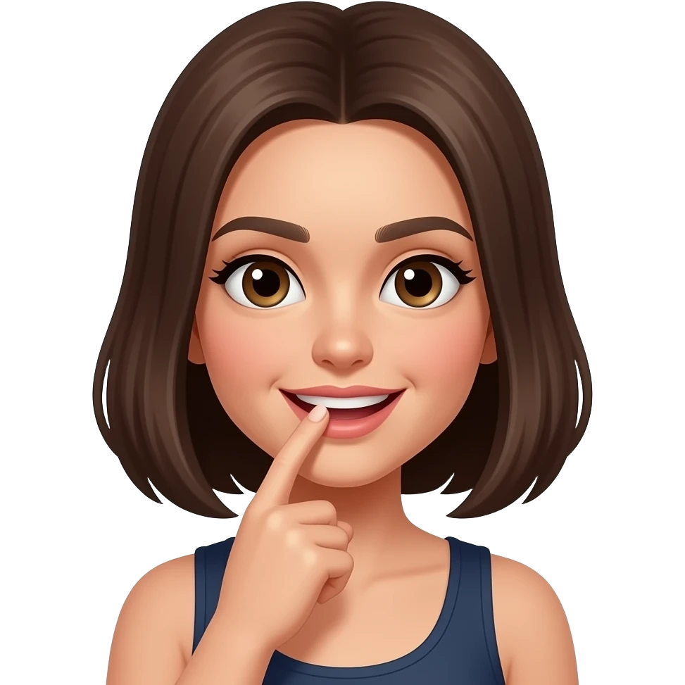 Biting finger flirtatiously emoji