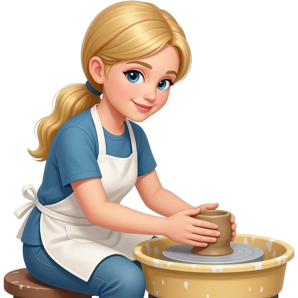 Blond girl doing pottery, simple emoji